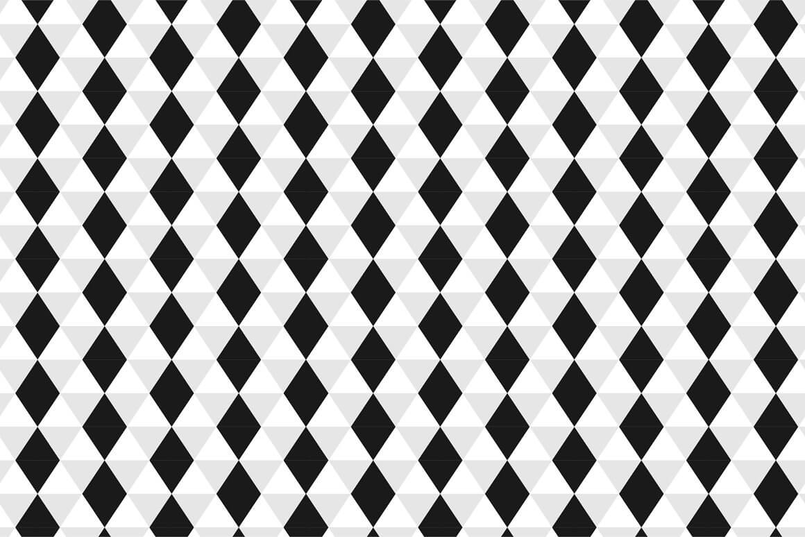 Black and white geometric seamless pattern, diamond pattern.