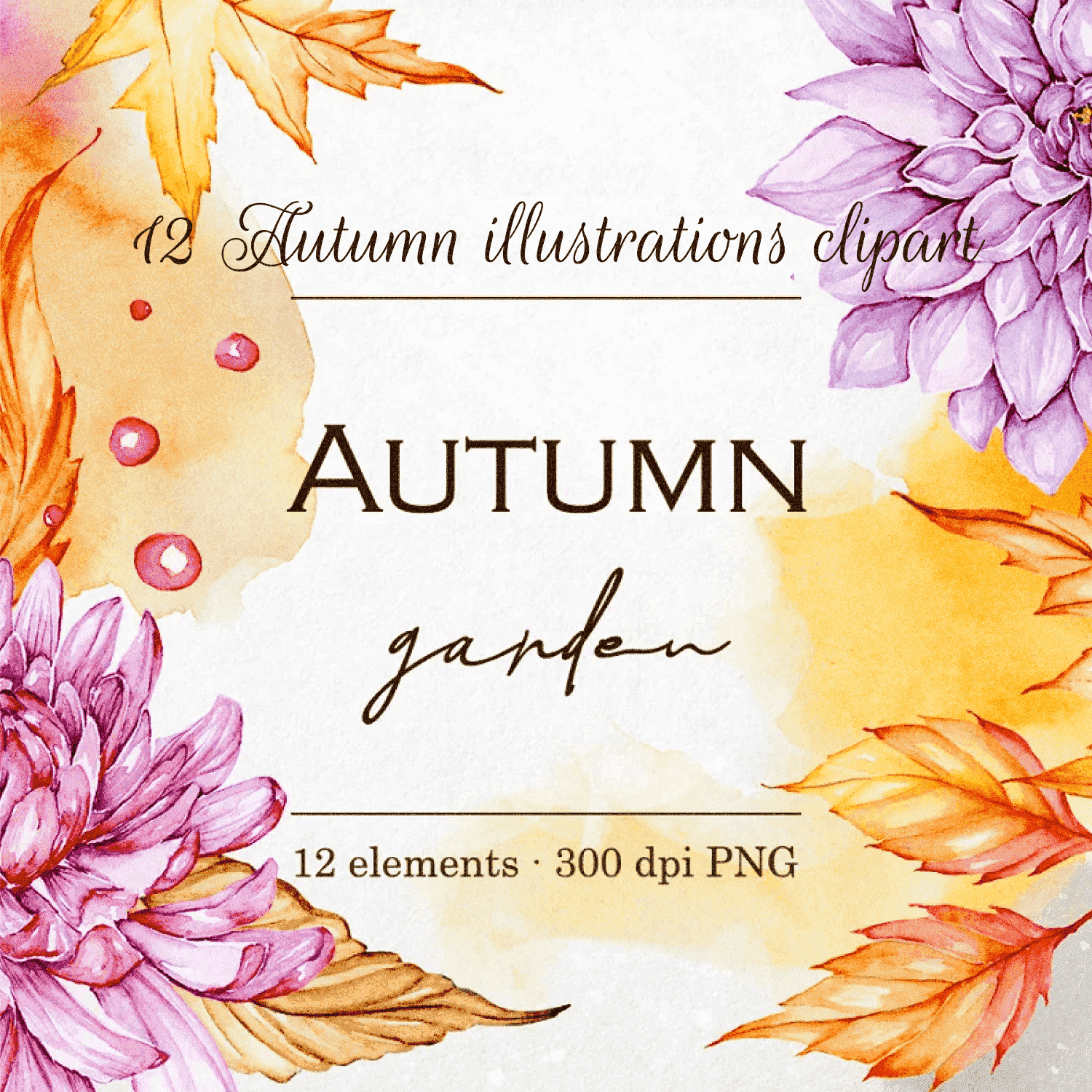 12 Autumn Illustrations Clipart - Preview Image.