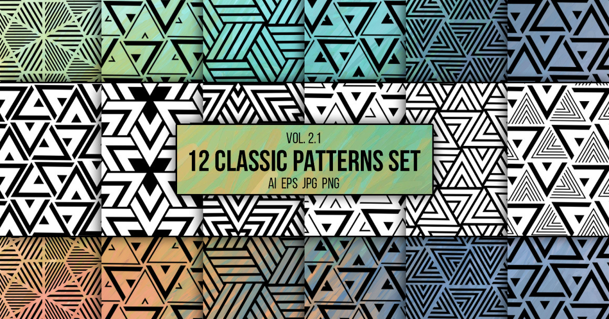 12 Geometric Monochrome Seamless Patterns Set – MasterBundles