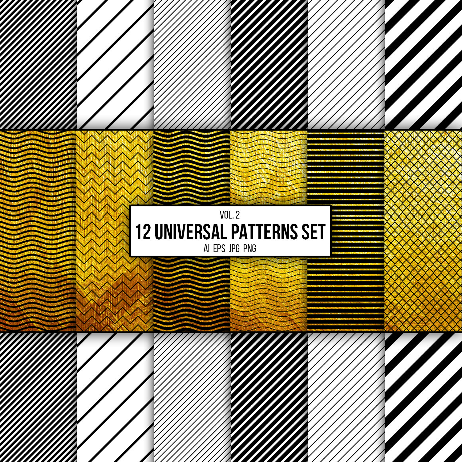 12 universal patterns set in image.