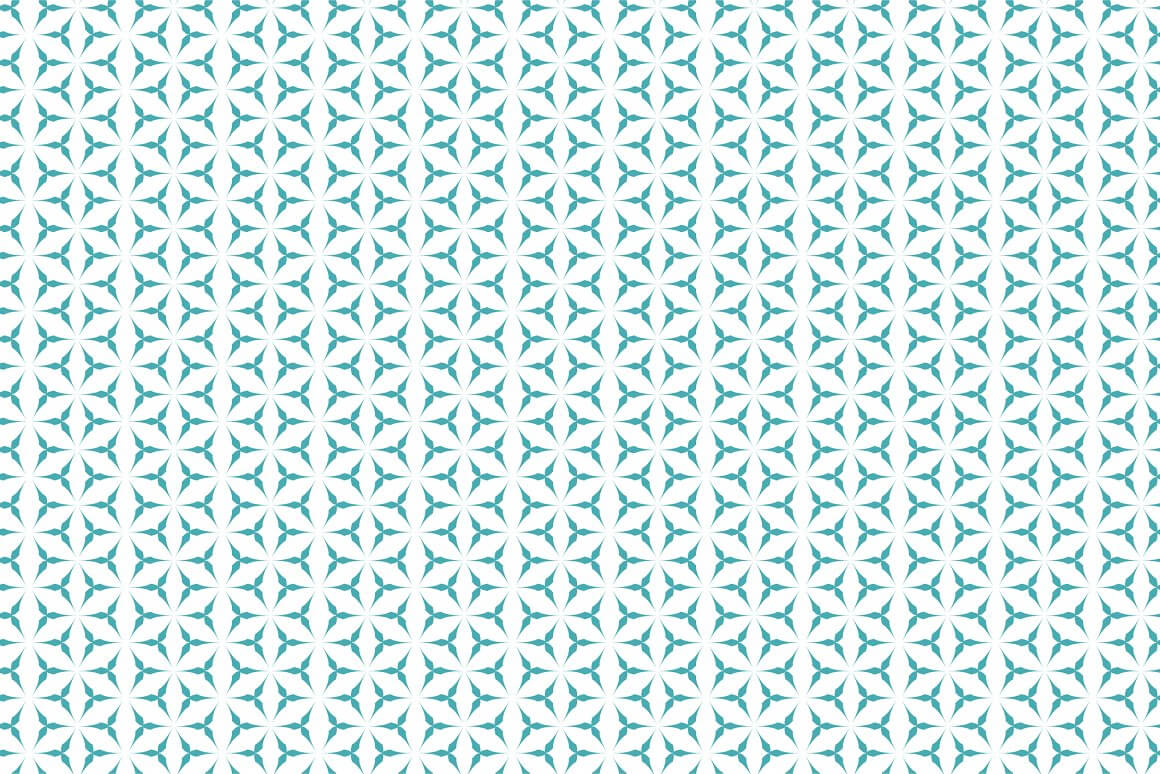 Curly triangles in turquoise colors, modern seamless pattern.