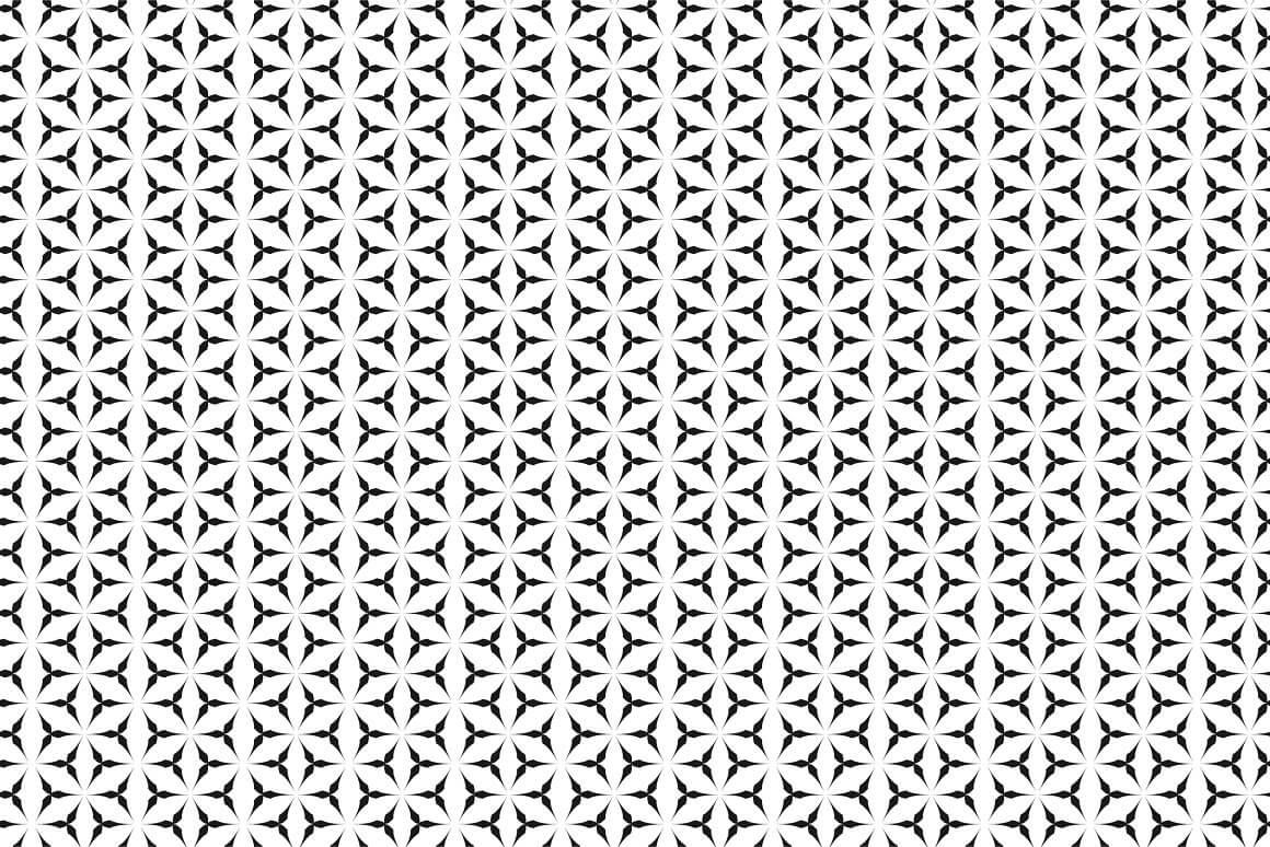 Black and white geometric seamless pattern, ornate rhombuses.