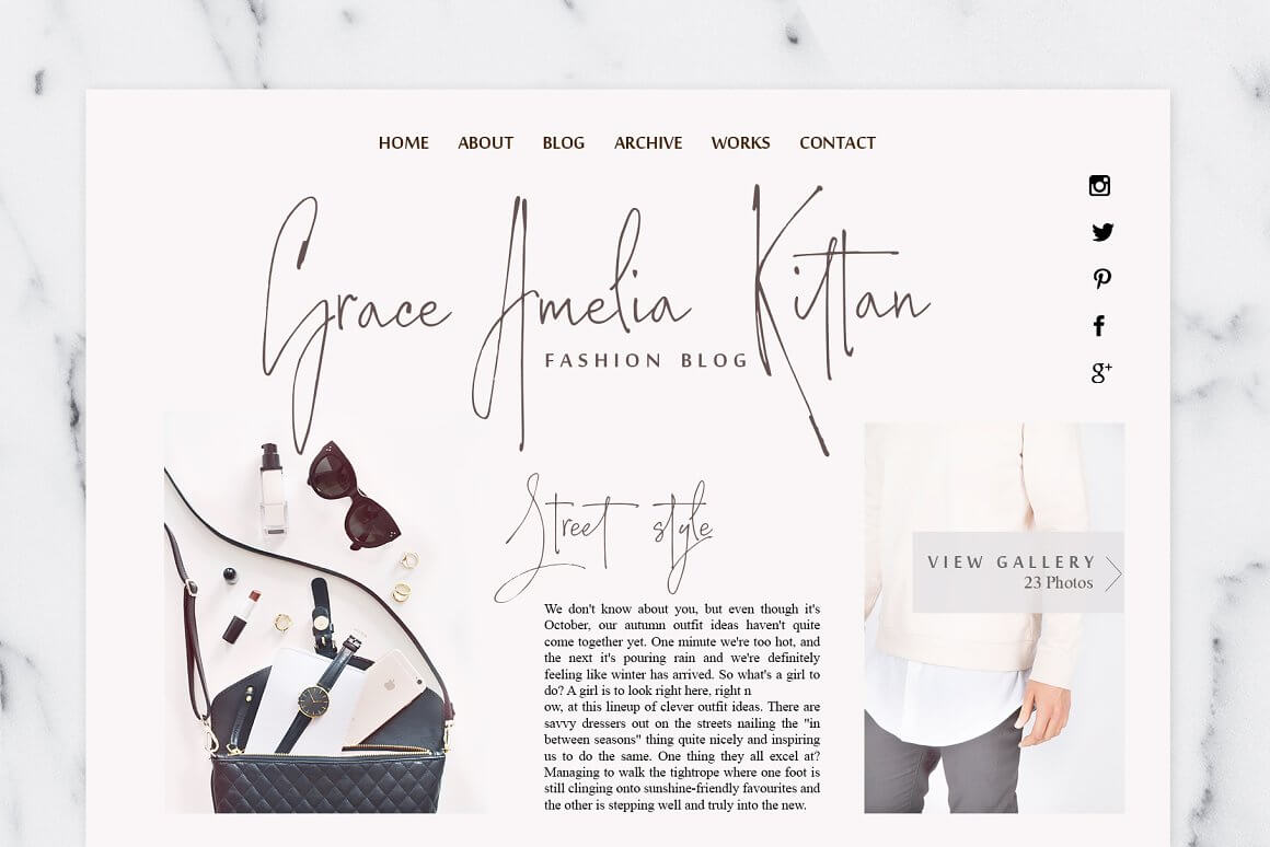Home page Grace Amelia Kiltan fashion blog.