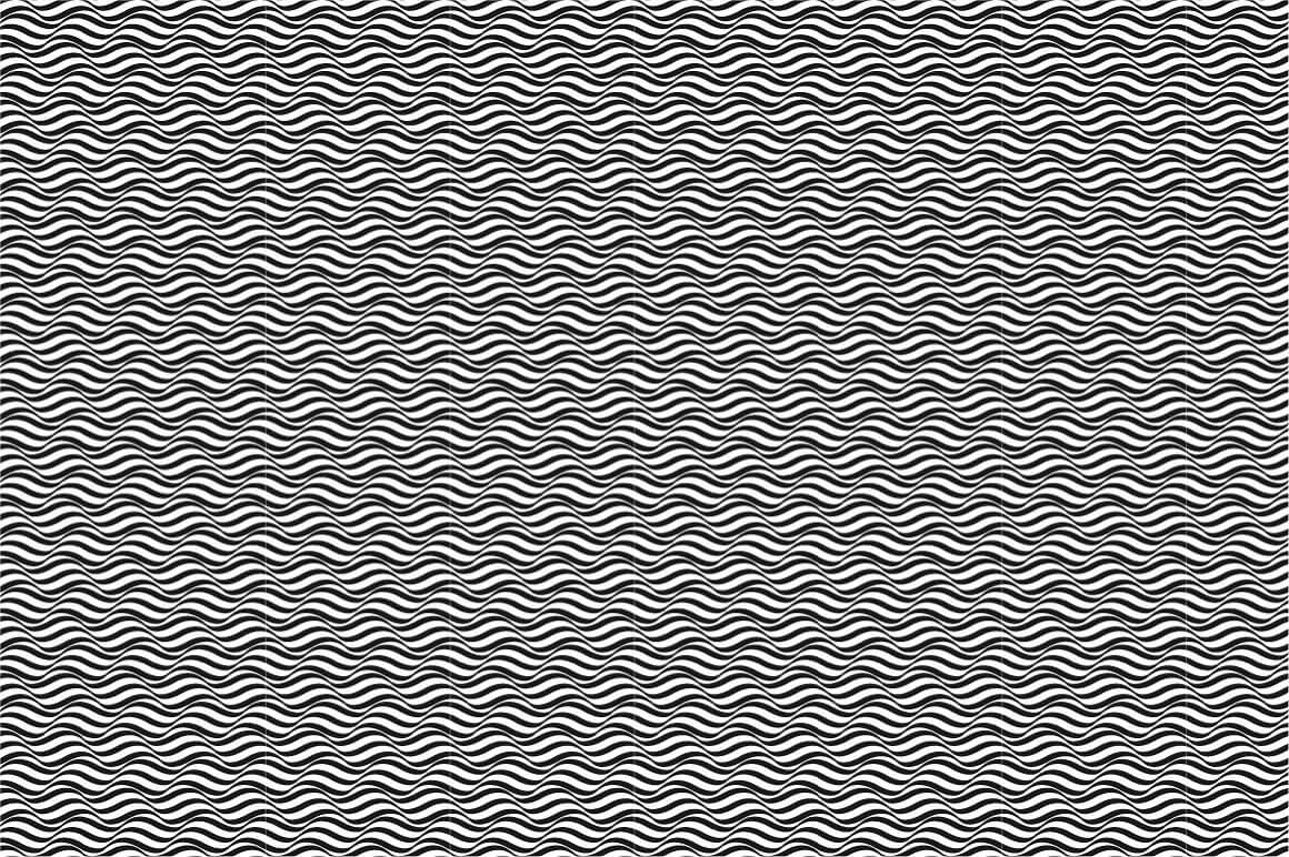Seamless geometric pattern in the form of black and white waves.