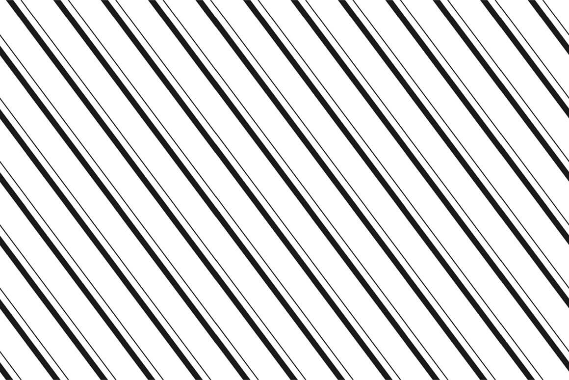 Black and white geometric seamless pattern, bicolor bold oblique lines.