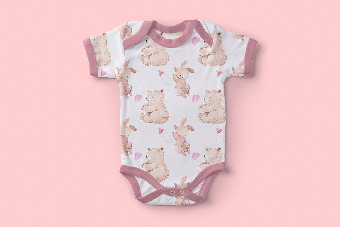 Baby bodysuit in pink.