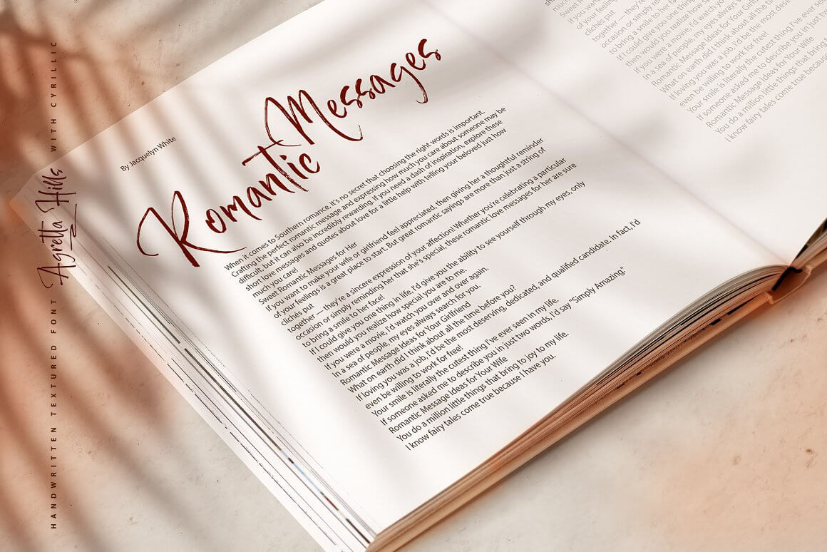 A book with the title of one chapter "Romantic Messages".