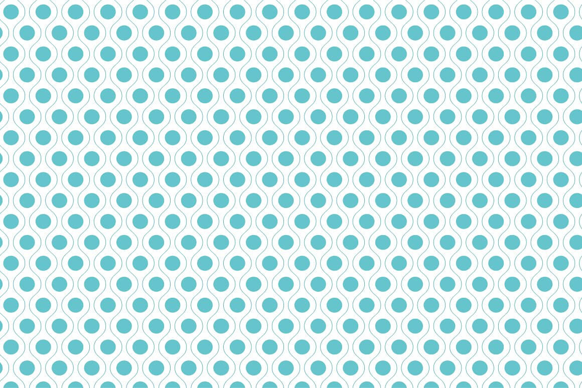 Drawing from wavy vertical lines and turquoise circles, modern seamless pattern.