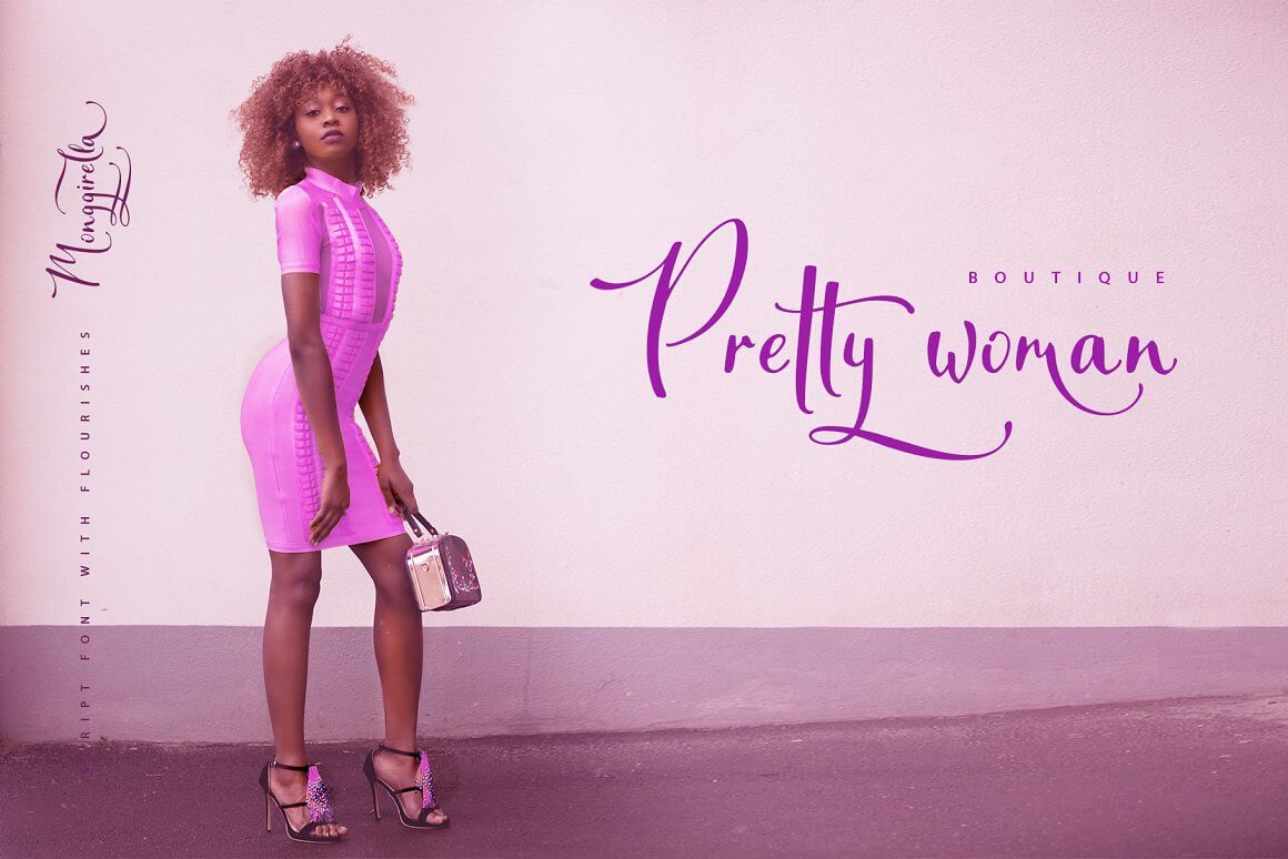 Beautiful colored girl and the inscription: Pretty woman Boutique.
