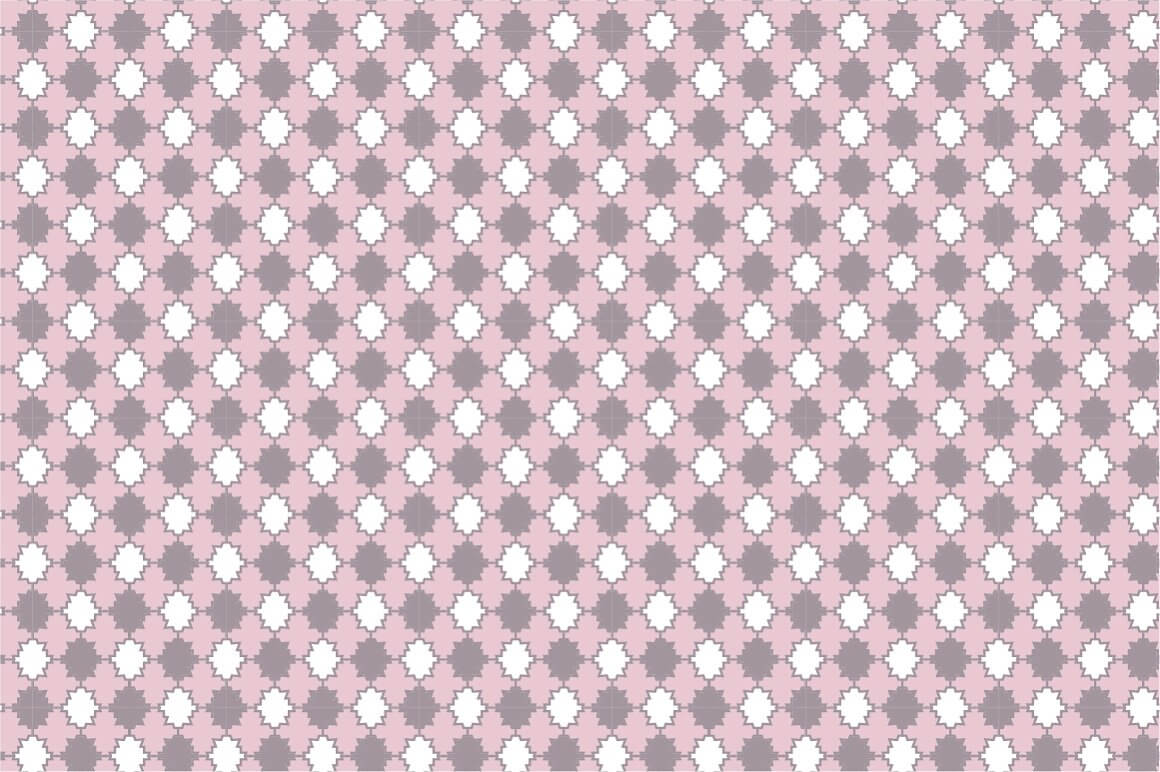 Pale pink and dark angular shapes of ornamental seamless patterns.