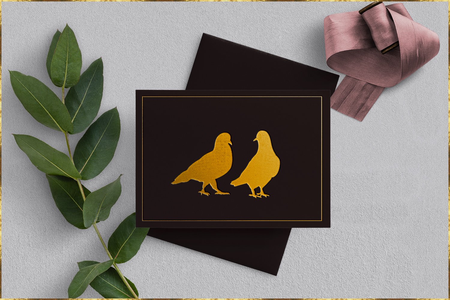 Pictures with gold print of birds.