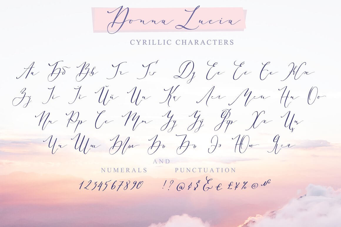 Donna Lucia Cyrillic Characters.