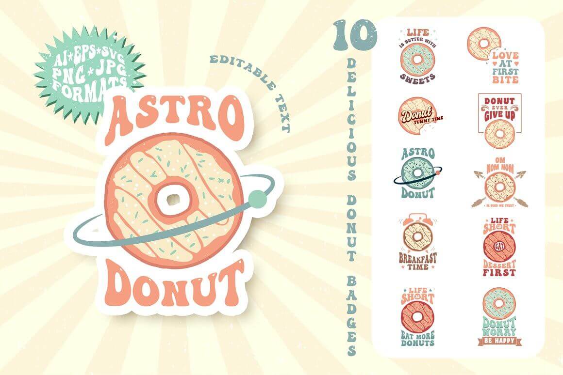 Astro donut logo and its ten small variations.