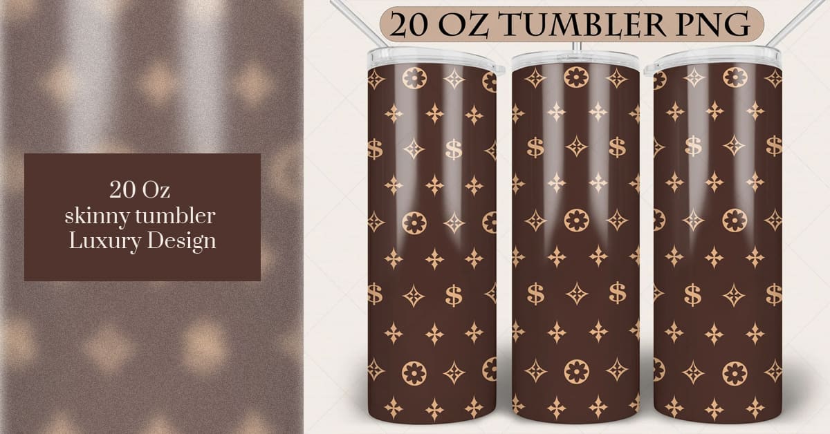 20 Oz Luxury Chain Bag Tumbler Brown Leather Design Seamless 