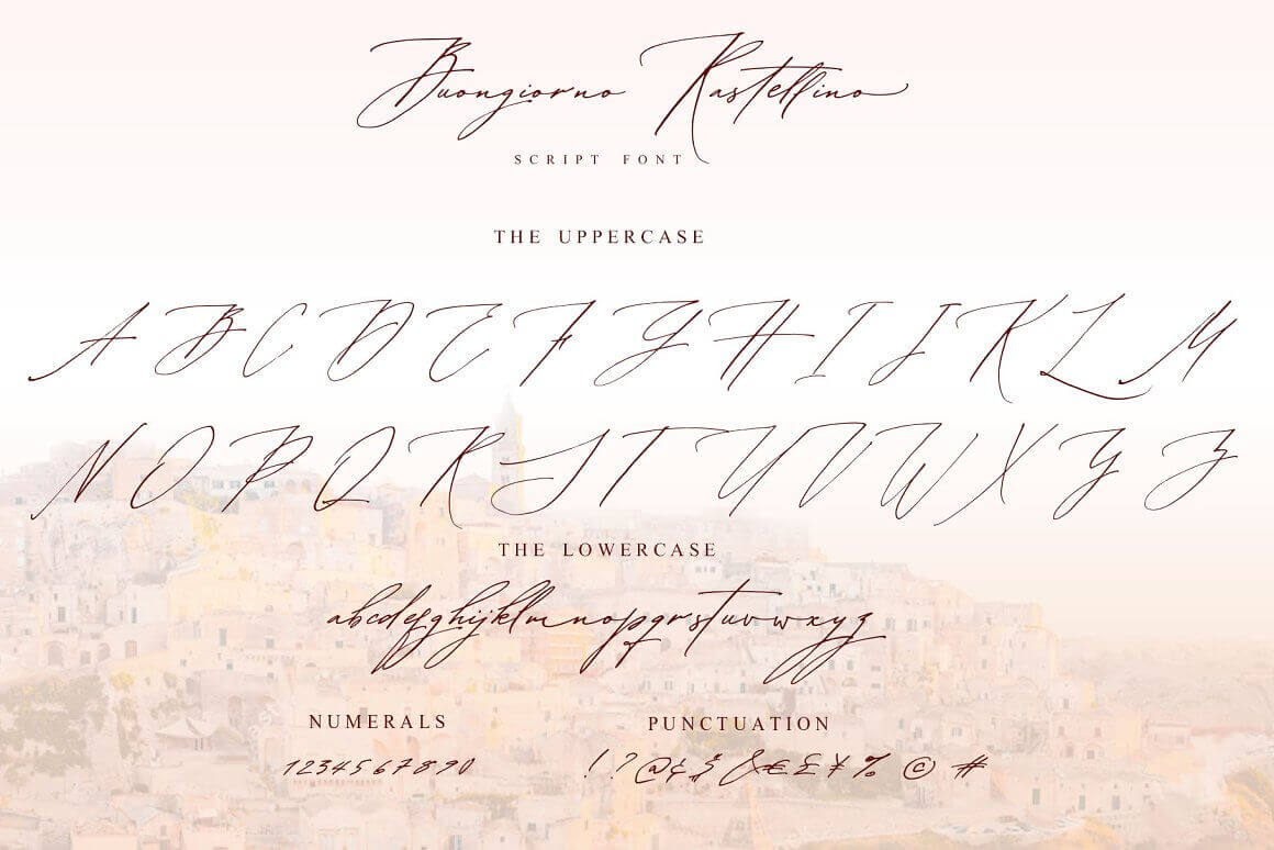 Script font The Uppercase, The Lowercase.