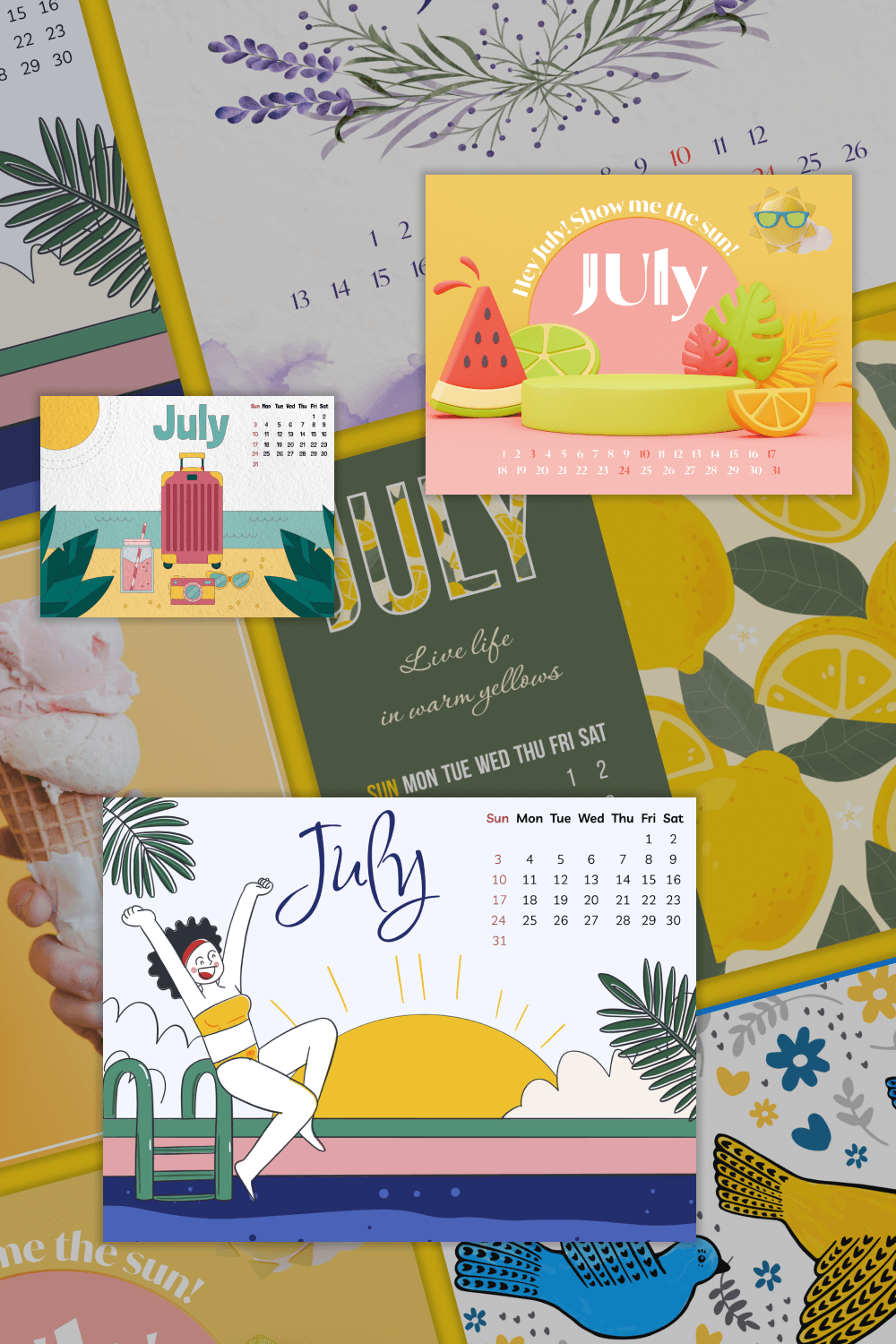 10 Free Editable July Calendars pinterest.