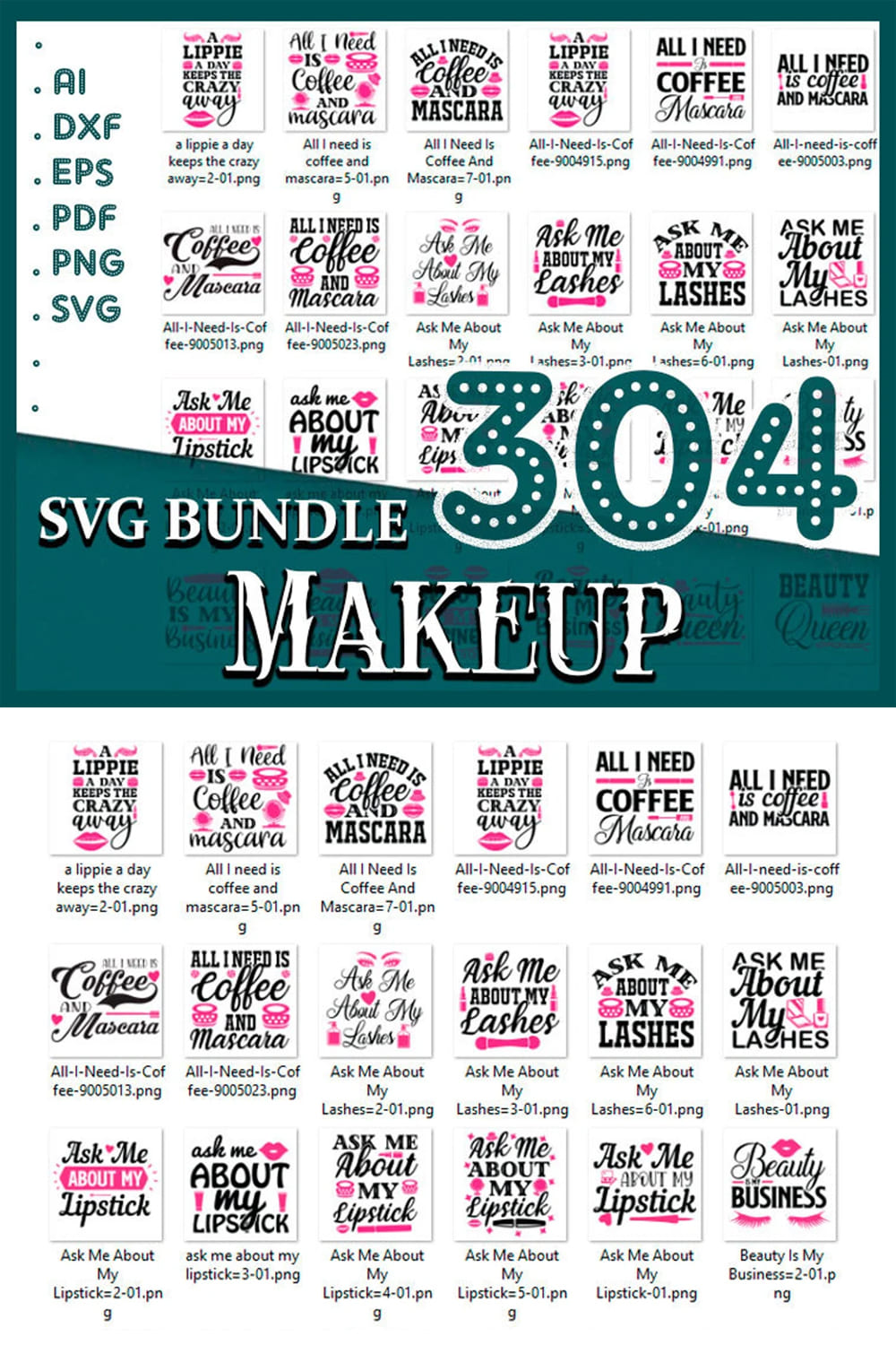304 Makeup SVG Bundle pinterest image.