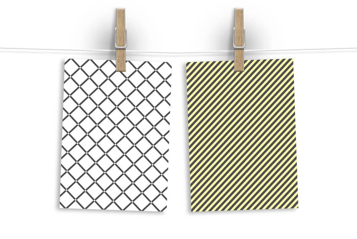 Two patterns with a geometric design.