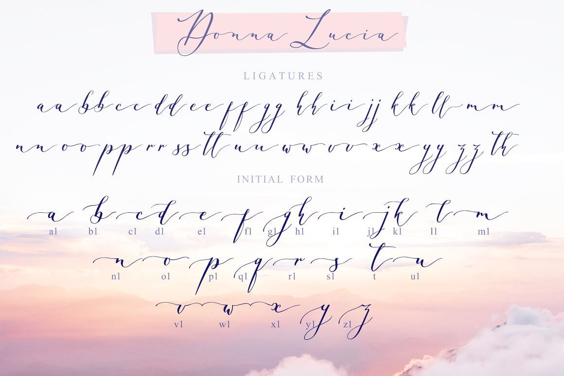 Font Donna Lucia, Ligatures, Initial form.