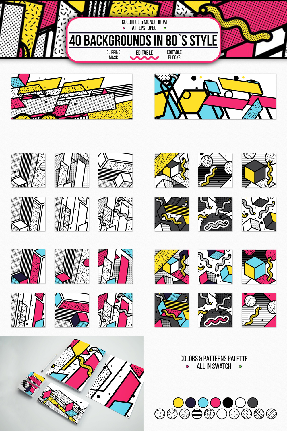40 vector bright backgrounds in 80s of pinterest.