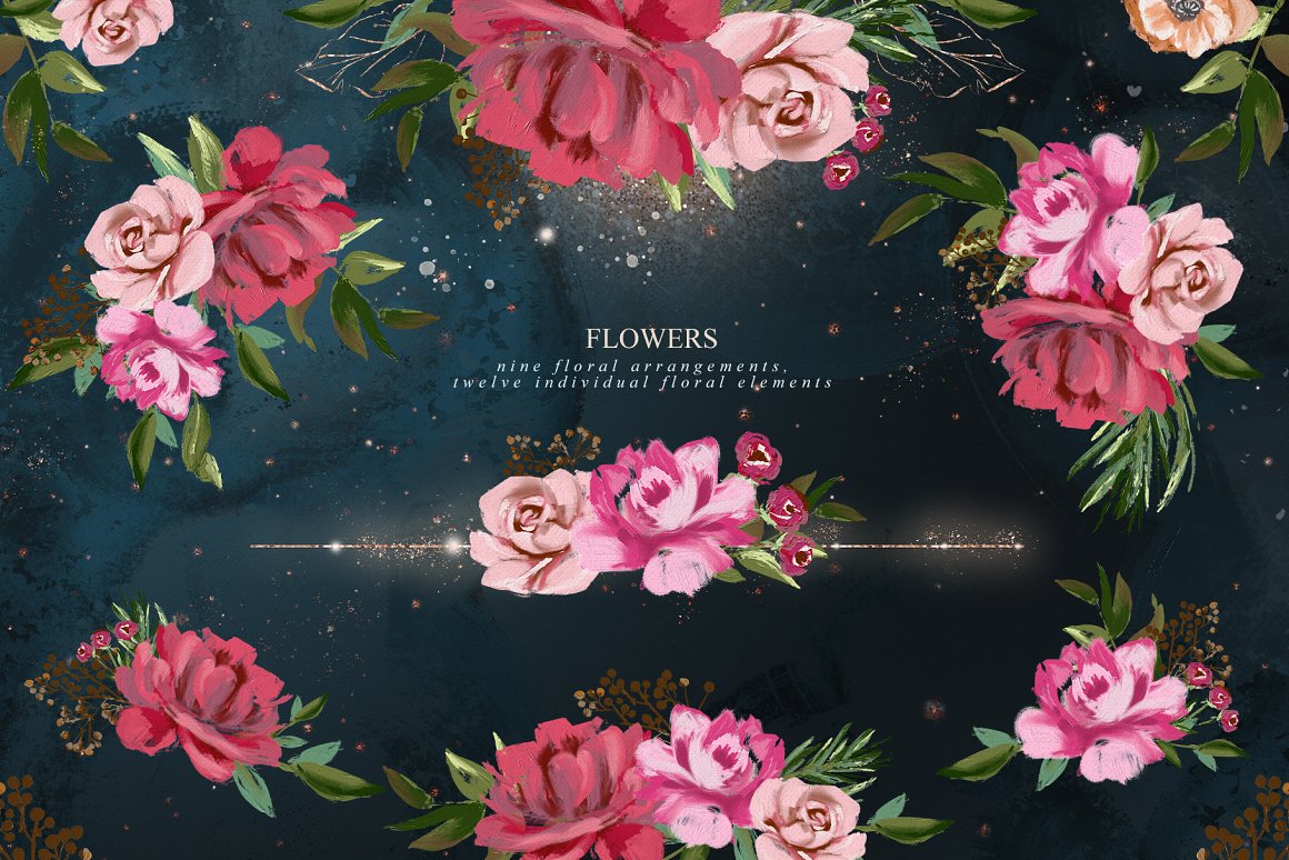 Roses on a dark background with a pack.