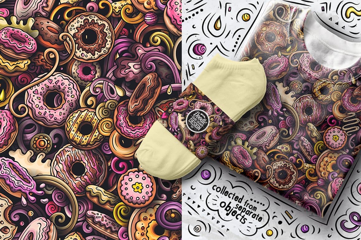 7 Donuts Cartoon Seamless Patterns Preview 7.