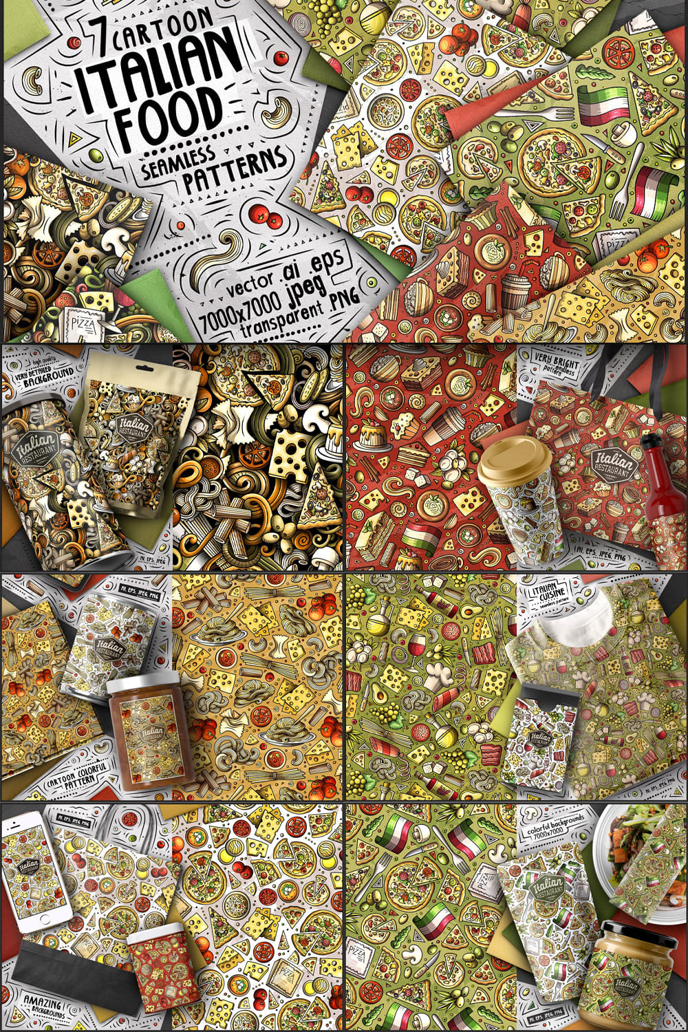 7 Italian Food Seamless Patterns Pinterest 1000 1500.