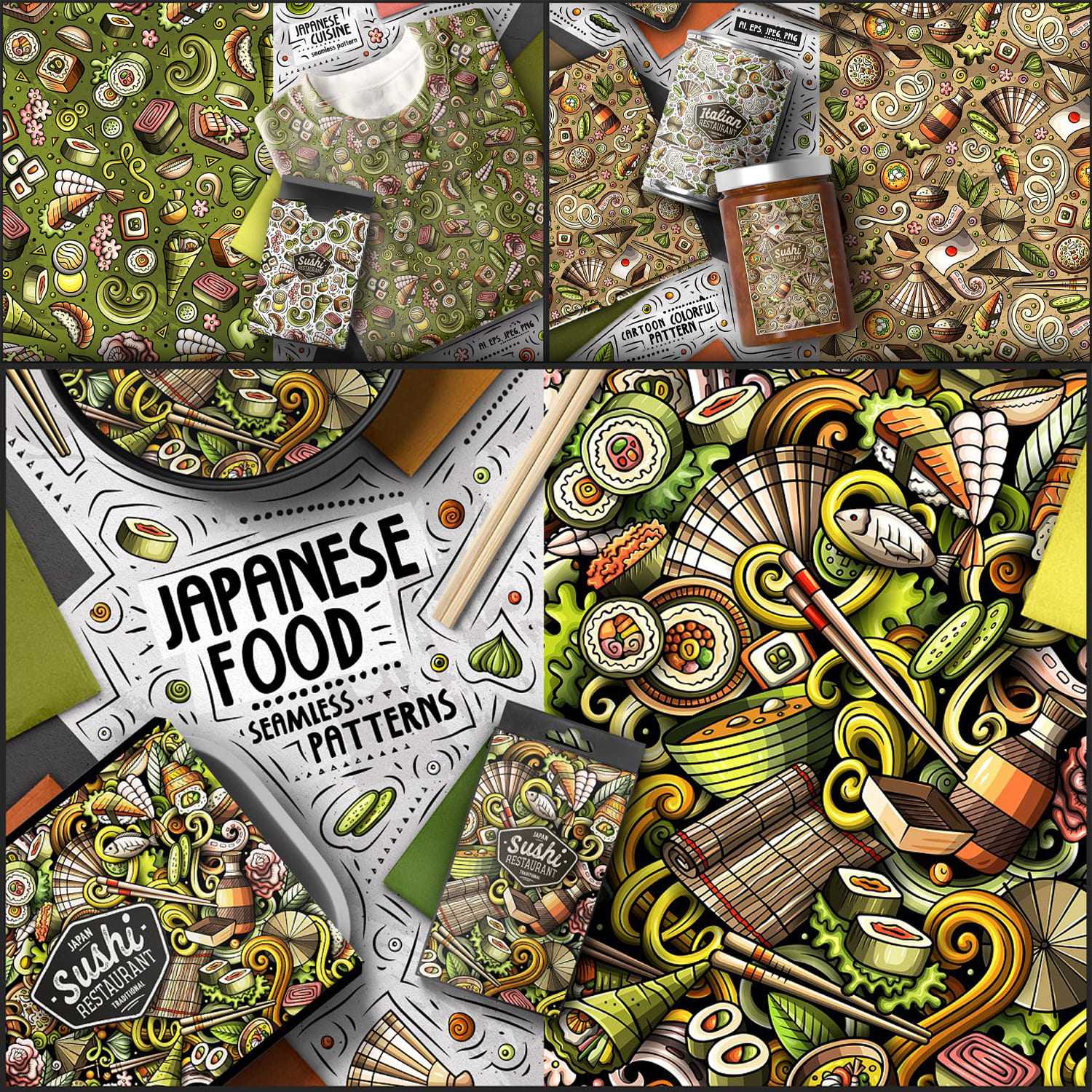 7 Japanese Food Seamless Patterns 1500 1500 2.