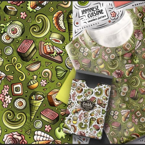 7 Japanese Food Seamless Patterns Preview 7.