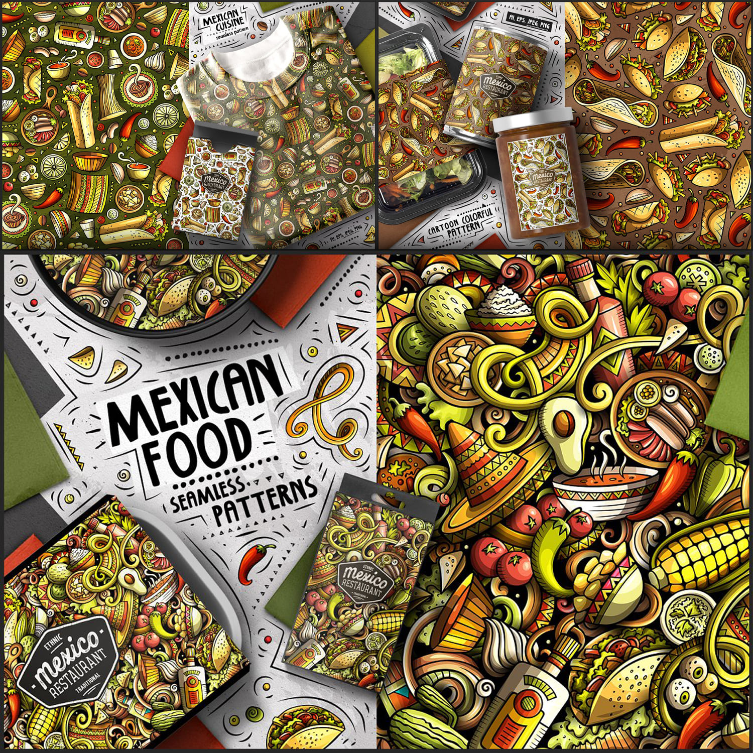 7 Mexican Food Seamless Patterns 1500 1500 2.
