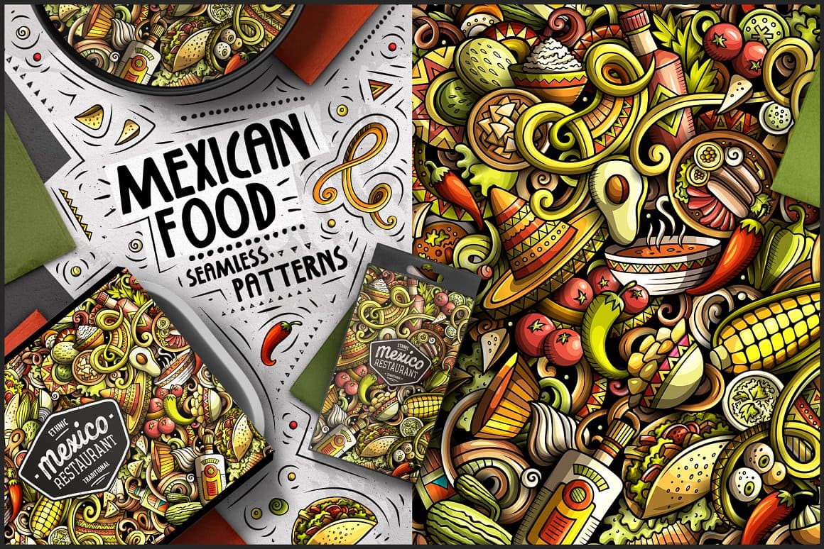 7 Mexican Food Seamless Patterns Preview 2.