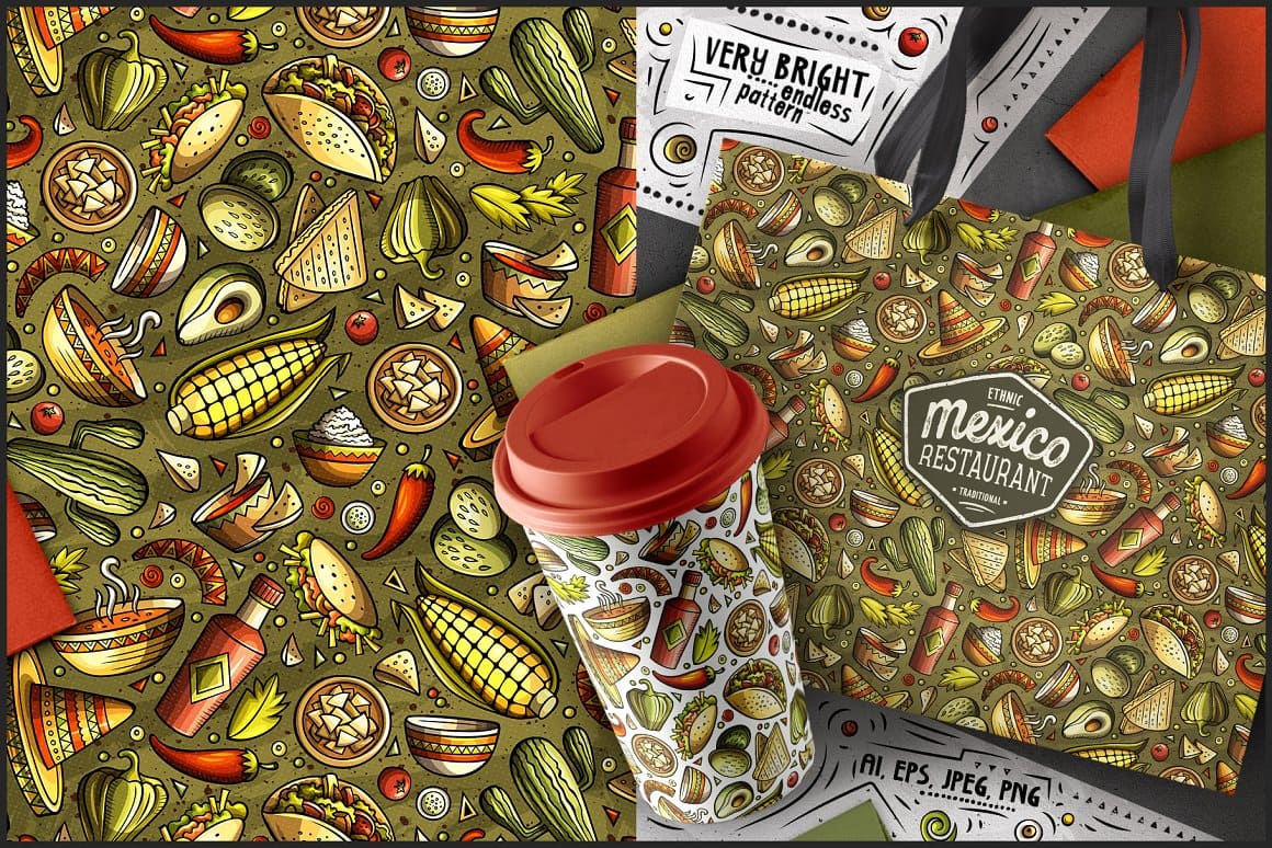 7 Mexican Food Seamless Patterns Preview 5.