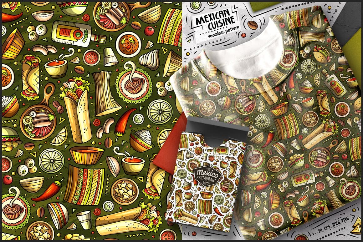 7 Mexican Food Seamless Patterns Preview 7.