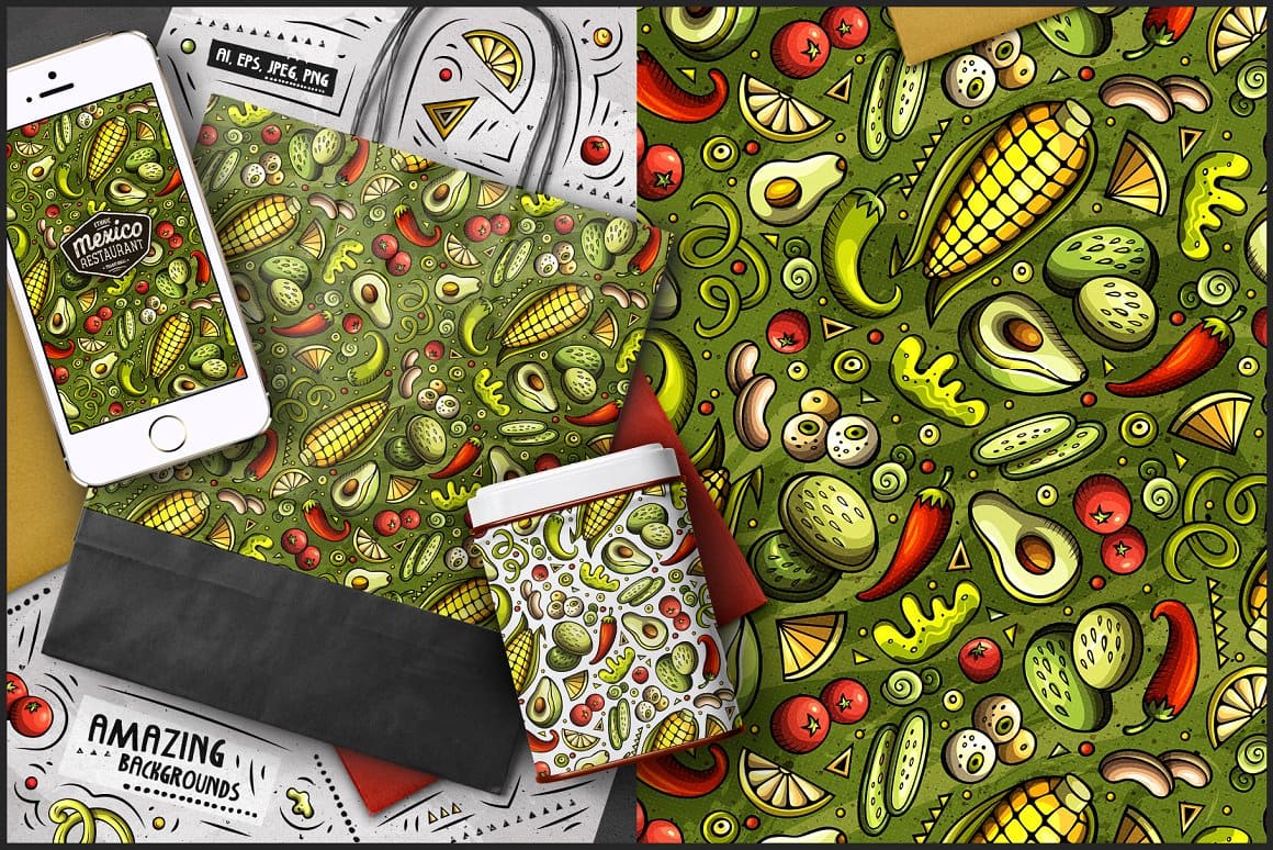 7 Mexican Food Seamless Patterns Preview 8.