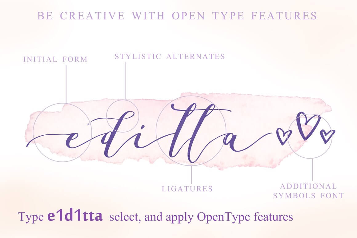 Inscription: Be creative with open type features.