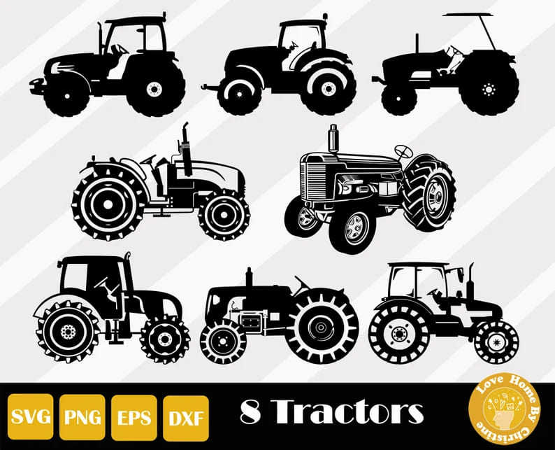 8 farm tractor svg.