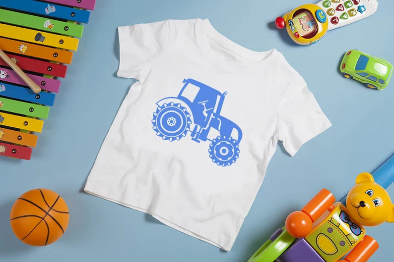 8 farm tractor svg for kids clothes design.