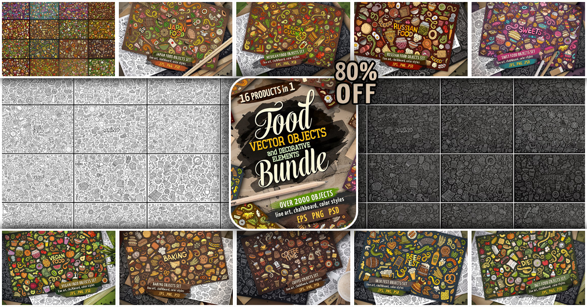 Food And Drinks Objects Big Bundle – MasterBundles