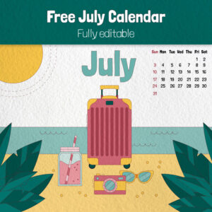 Free Editable July Calendar Masterbundles