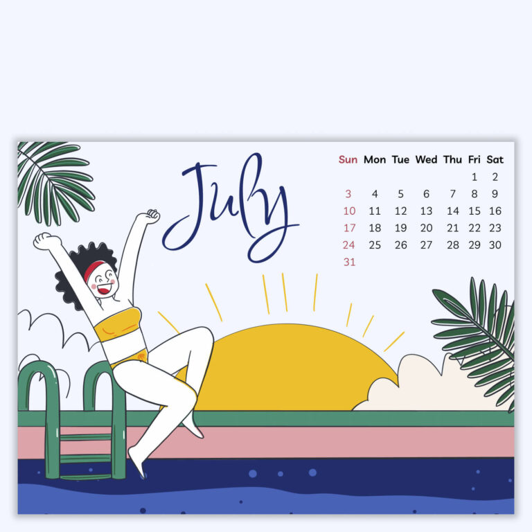 Free Printable July Calendar – MasterBundles