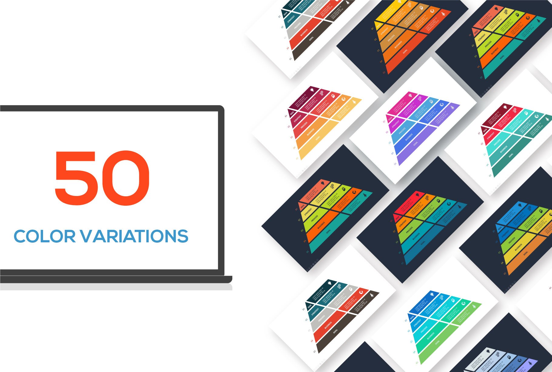 abstract animated infographics color variations