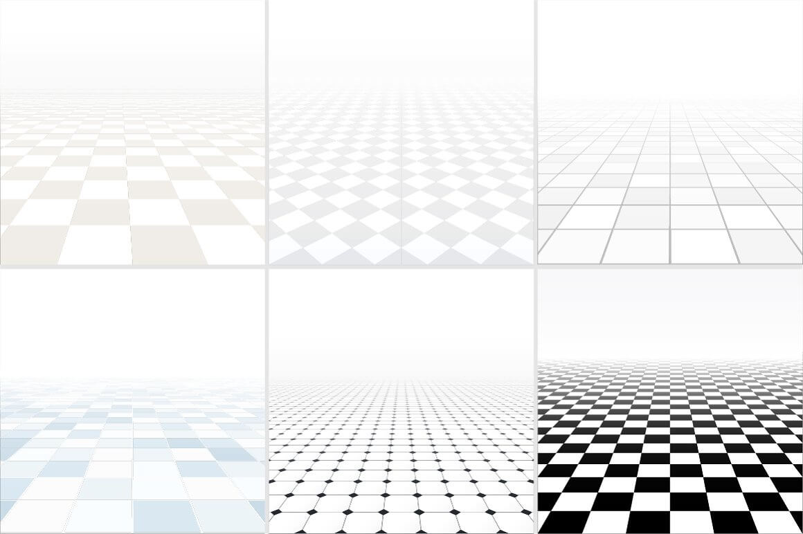 Abstract background with perspective tiled floor.