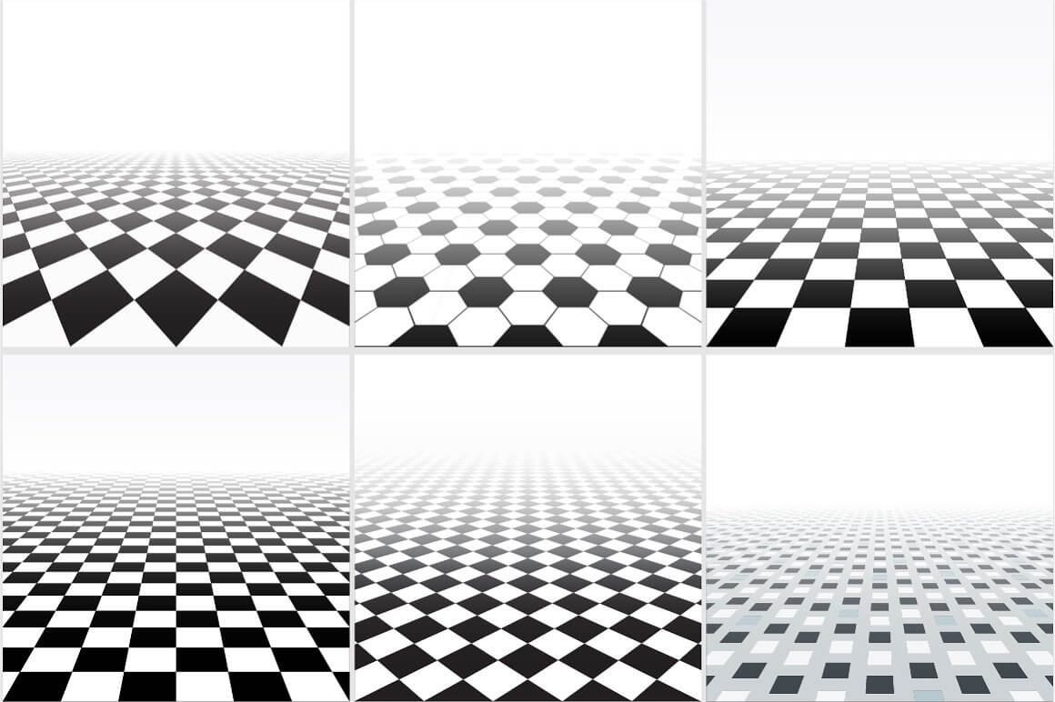 Abstract background with tiled perspective floor.