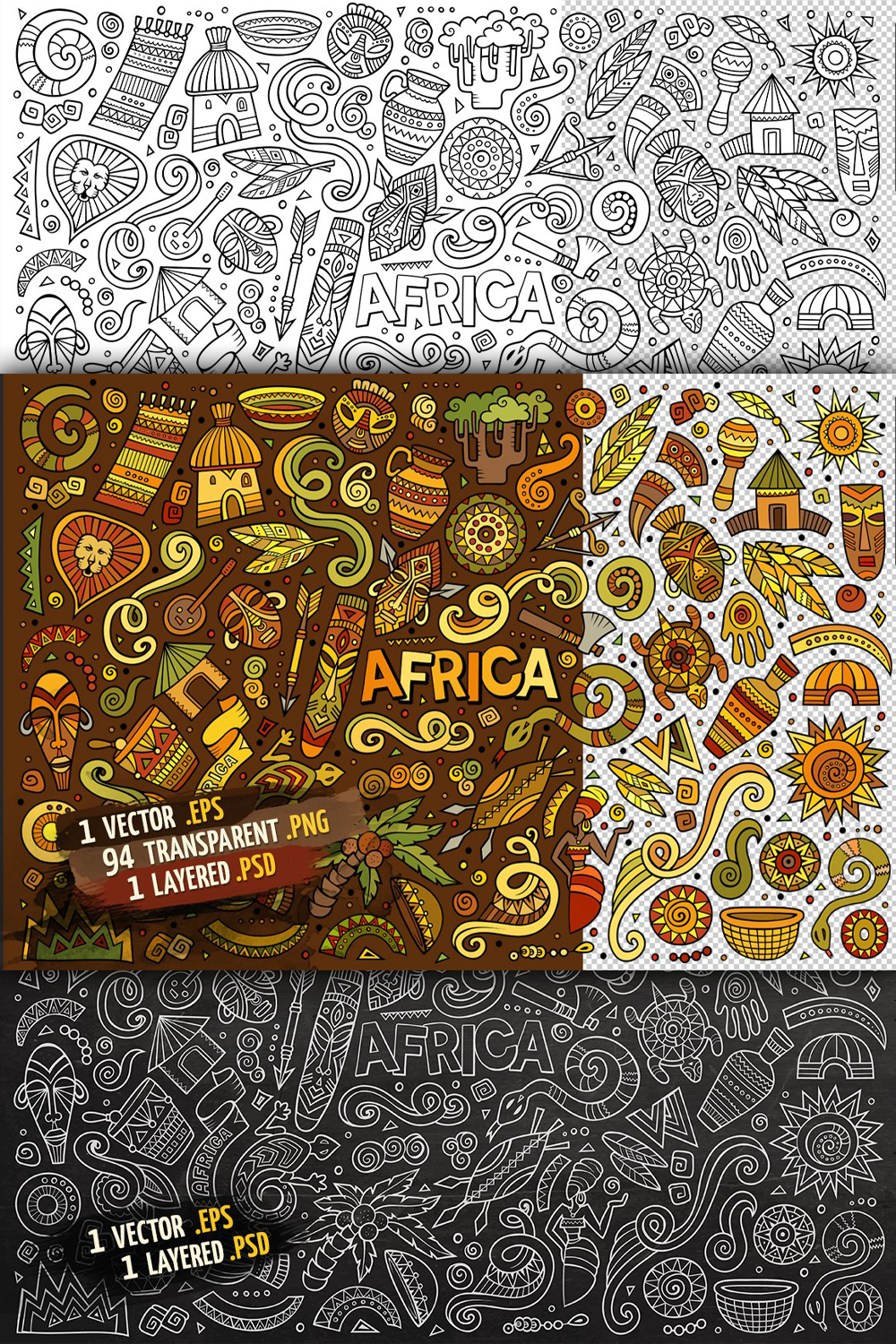 Africa objects elements set pinterest.