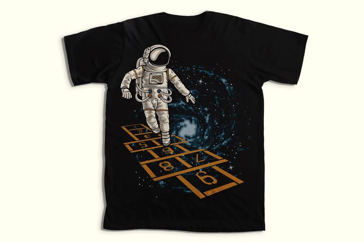 amazing astronaut design bundle,playing astronaut t-shirt mockup.