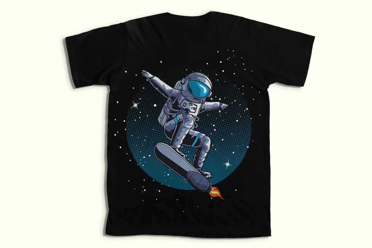 amazing astronaut design bundle, flying astronaut t-shirt mockup.