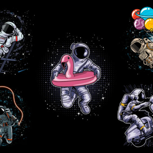 amazing astronaut design bundle illustrations.