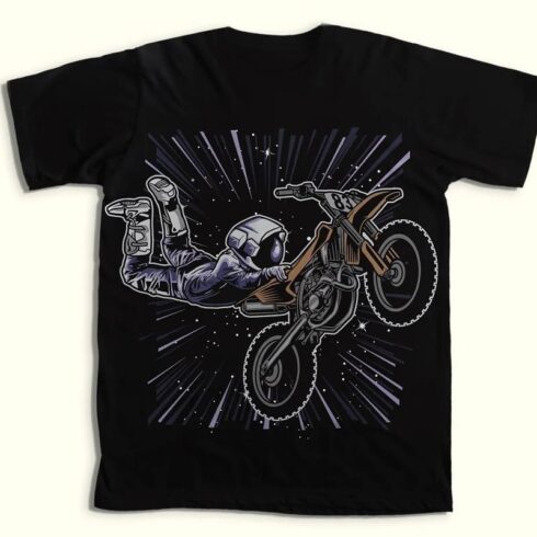 amazing astronaut design bundle, astronaut with bike t-shirt mockup.