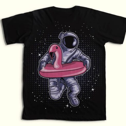 amazing astronaut design bundle, astronaut with flamingo t-shirt mockup.