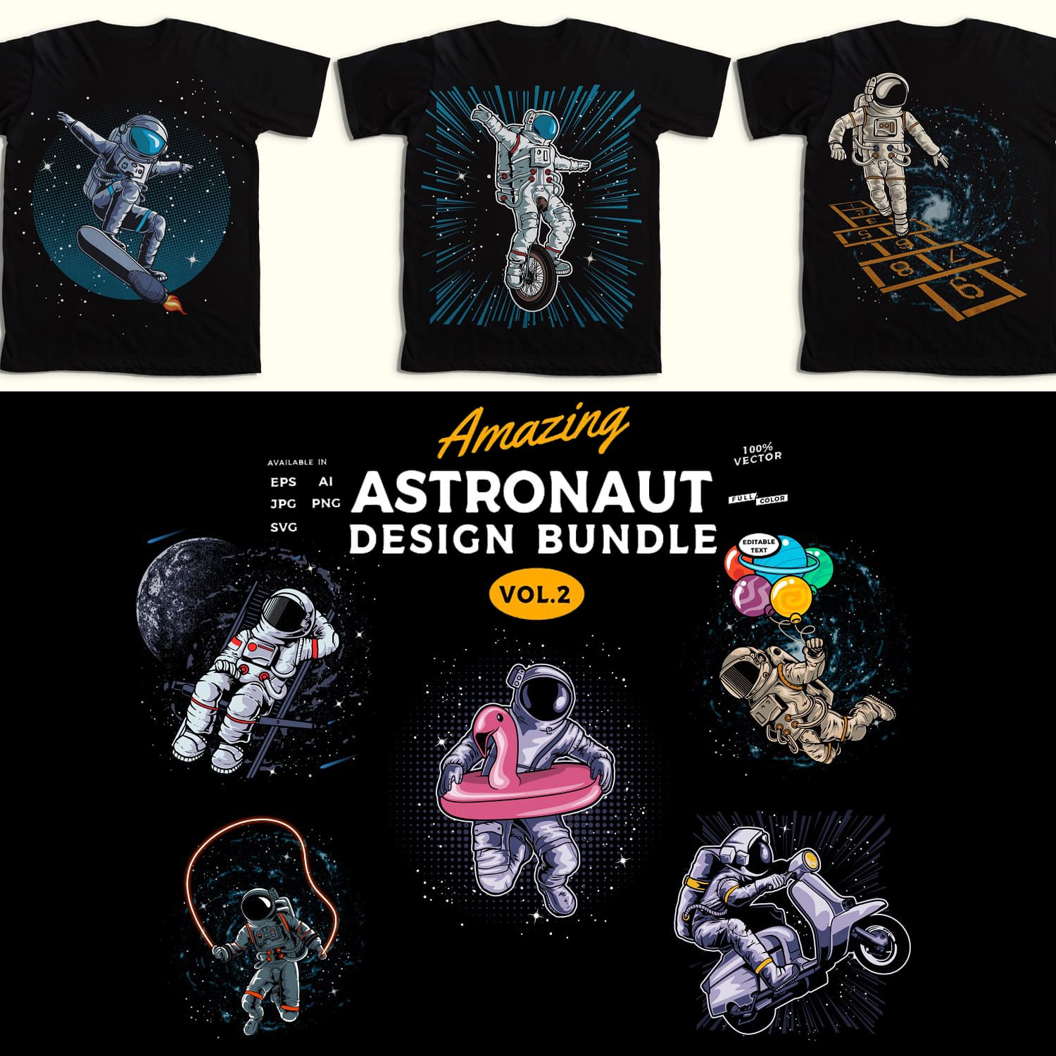 amazing astronaut design bundle designs.